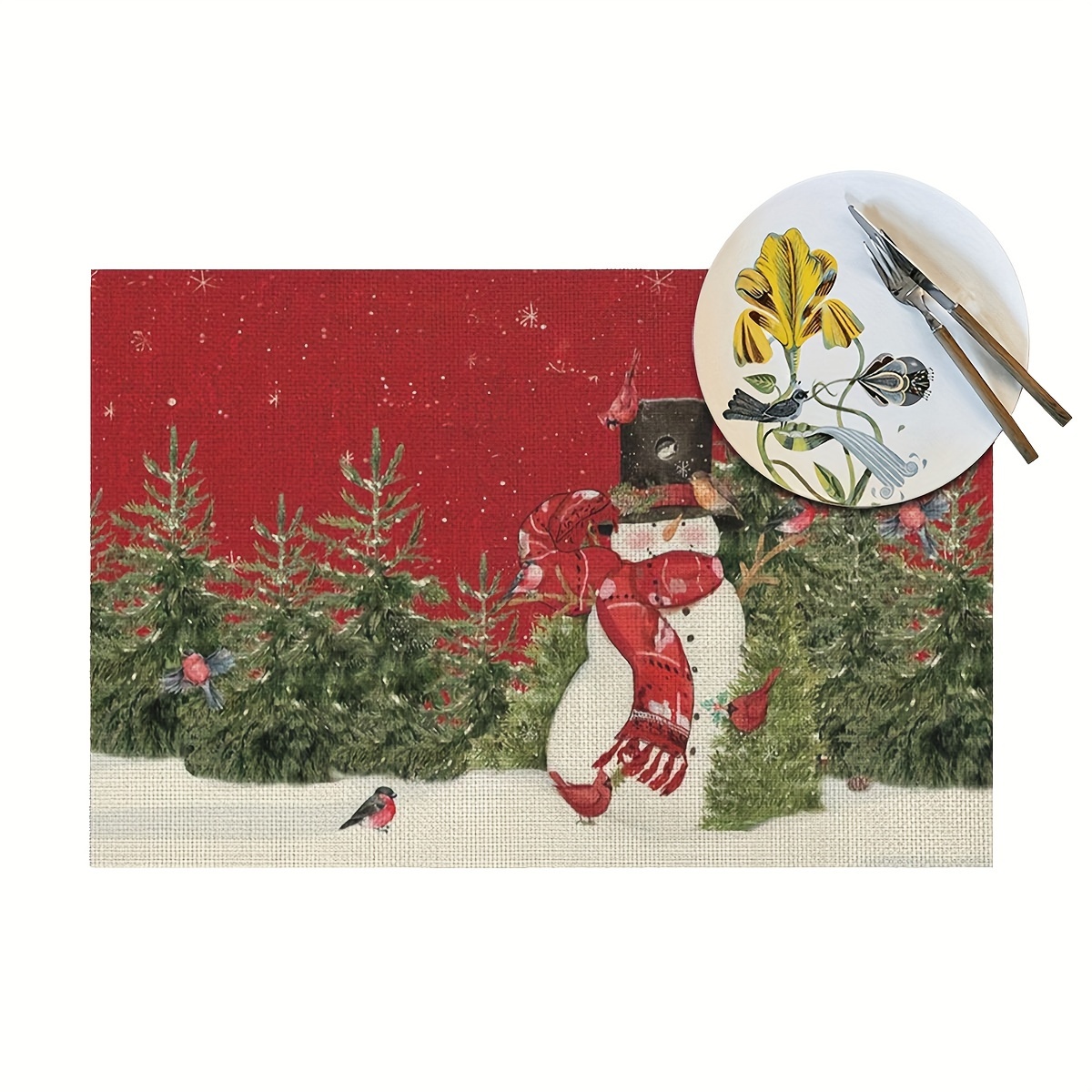 Christmas Placemat, Merry Christmas Theme Table Mat, Cartoon Style Snowman  Snowflake Pattern Heat Insulation Pad, Kitchen Decorative Table Mat,  Western Meal Table Pad, Christmas Decor, Dining Table Decor - Temu