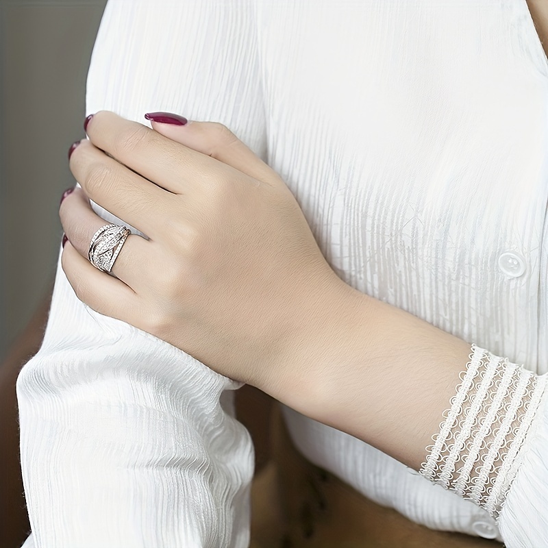 Exquisite Ring Trendy Design Shining Zirconia Match Daily Outfits Party Accessory Dupes Gift For Female