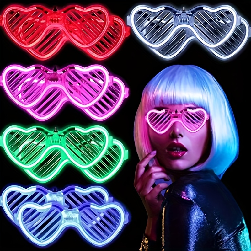 6/12pcs, LED Glasses Party Supplies, Light Up Glasses, Shutter Shades Glow  Sticks Glasses, Led Party Sunglasses, Kids Adult Glow In Dark Party Favors