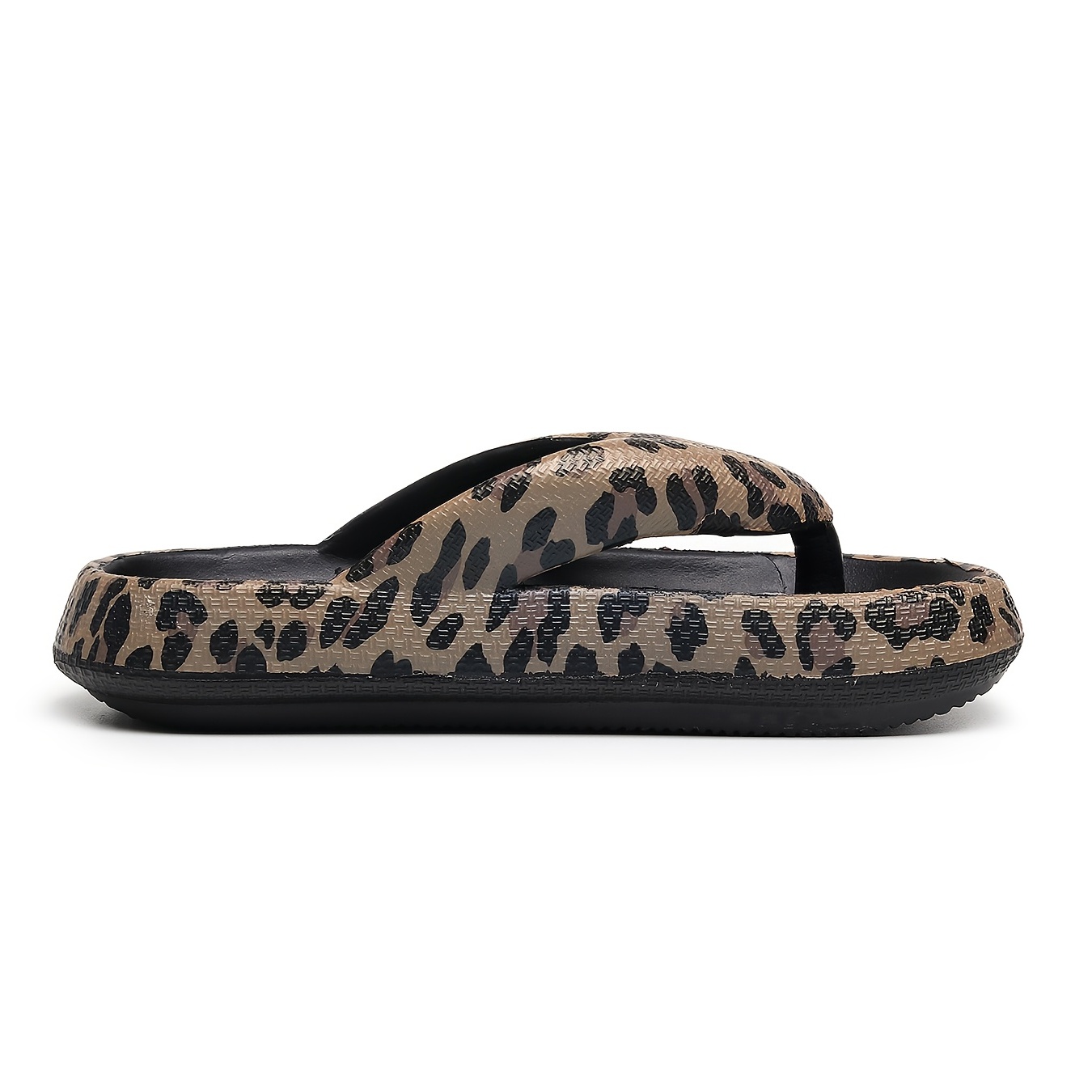 Mens Leopard Print Thong Sandals Casual Non Slip Flip Flops Shoes