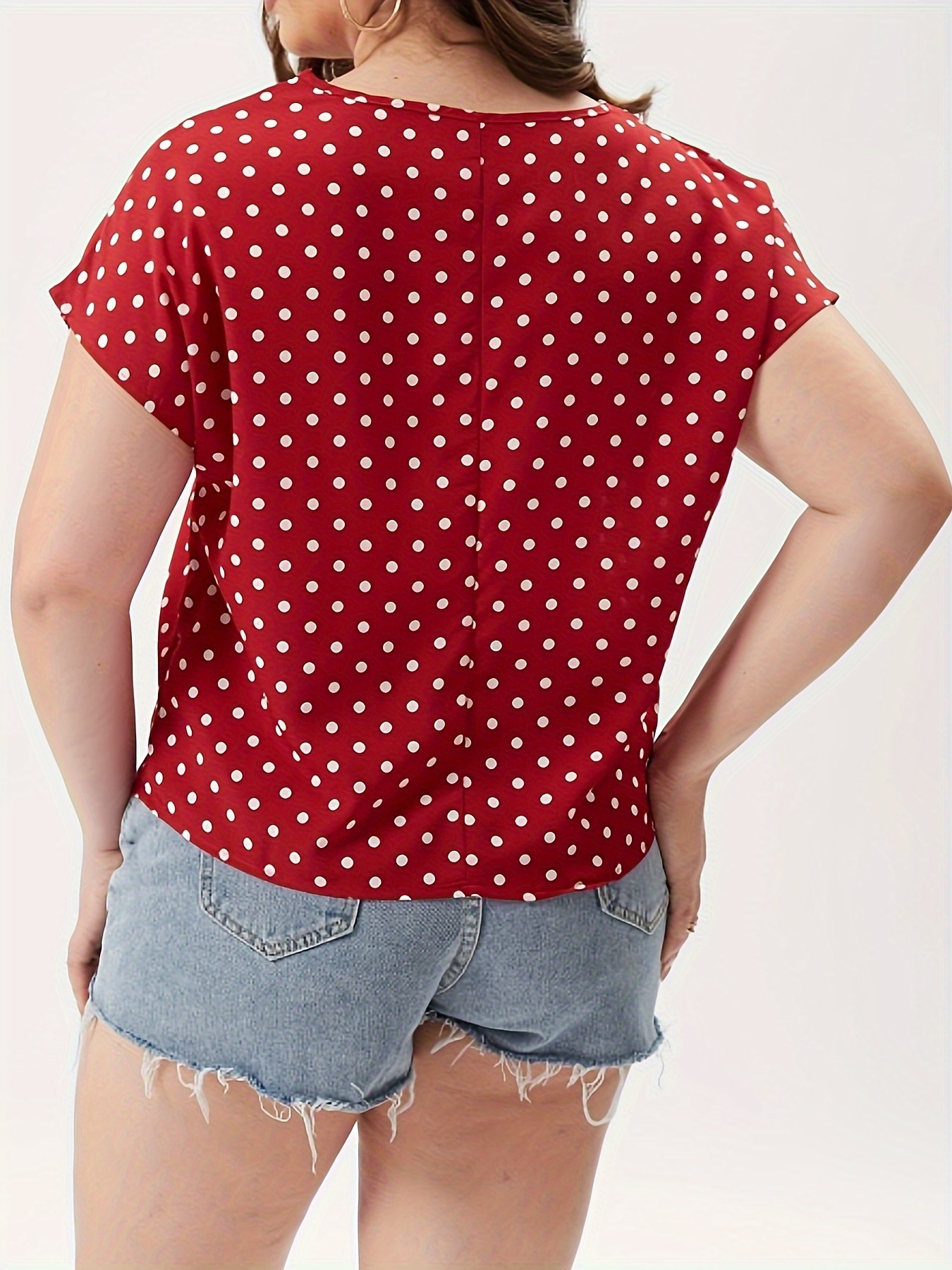 Red Polka Dot Cut Out Blouse