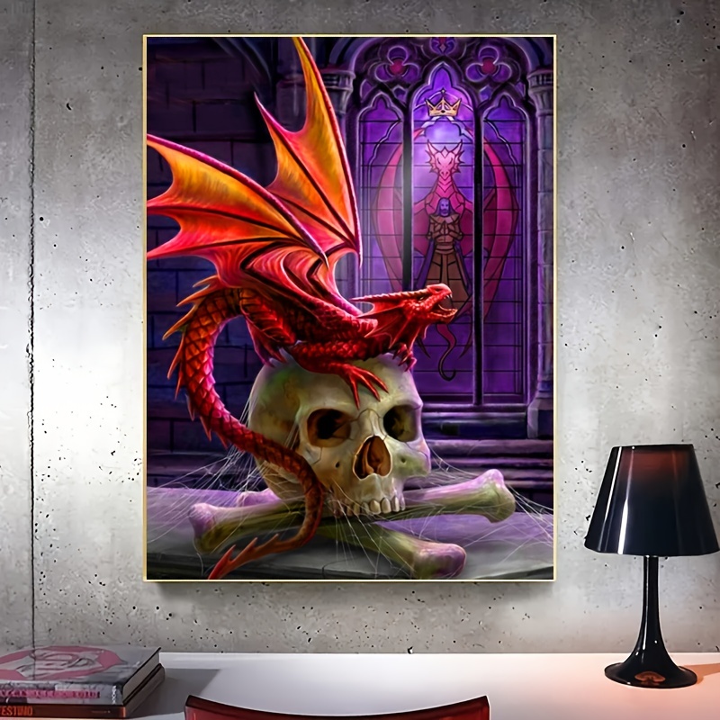Diamond Painting Dragon Skull 003, Full Image - Painting
