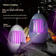 1pc bug zapper electric mosquito zapper portable camp mosquito killer rechargeable indoor bug zapper outdoor mosquitoes light with hanging loop energy saving led night light usb led purple light trap backyard camping using details 0