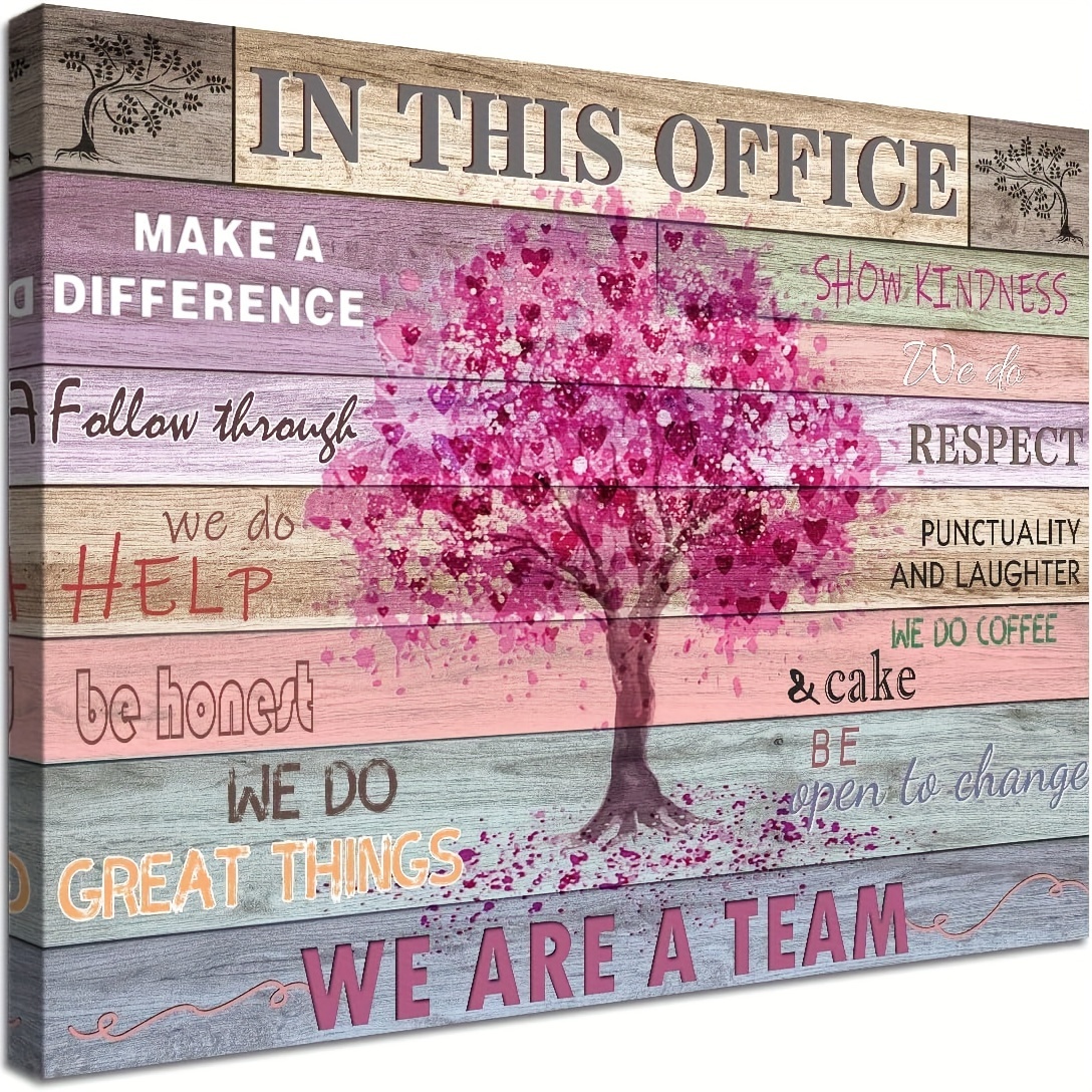 

1pc Pink Inspirational Wall Art For Office Women Motivational Quotes Phrases Poster Rustic Heart Tree Pictures Wall Art Contemporary Home Workspace Desk Decorations Gifts For Women No Framed