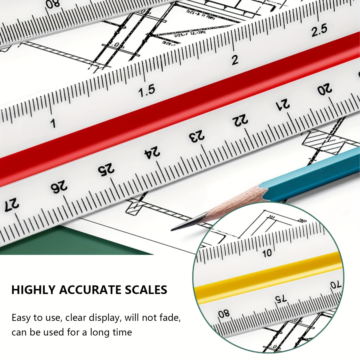 2PCS Architectural Scale Ruler, 12 Aluminum Architect Scale, Triangular  Scale, Scale Ruler, Triangle Ruler, Drafting Ruler, Architect Ruler, Metal
