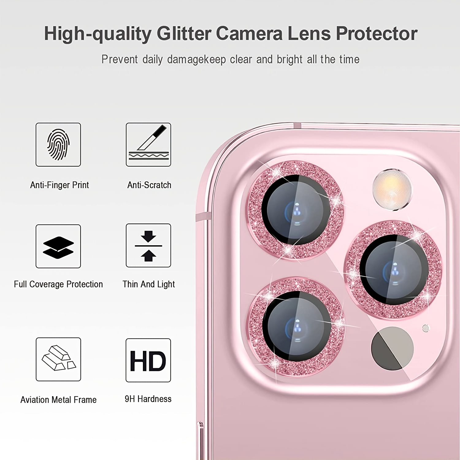 Choiche [3+1] Protector de lente de cámara para iPhone 14 Pro/iPhone 14 Pro  Max, protector de lente de cámara de vidrio templado 9H, protector de