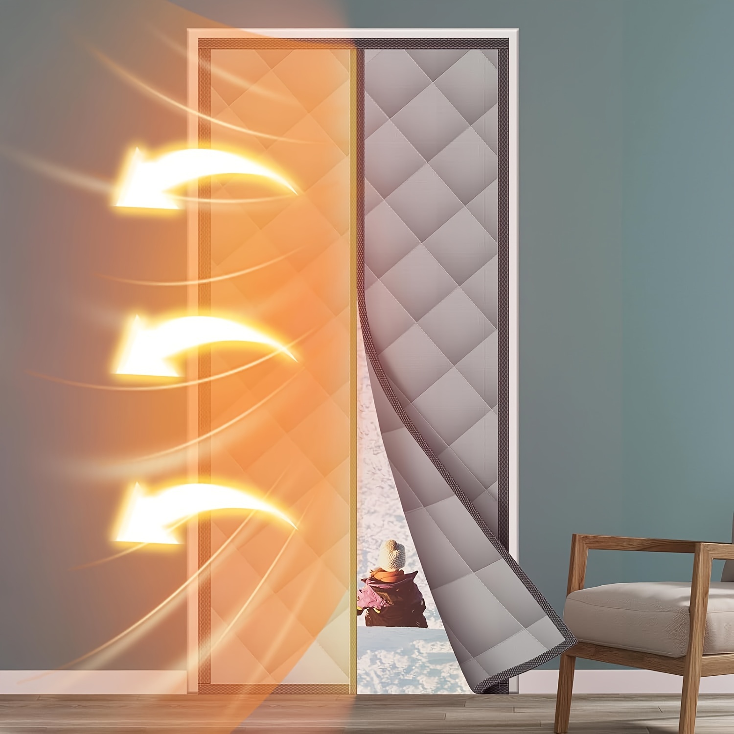 Winter Quilted Door Screen Soundproof Curtains For Door Waterproof