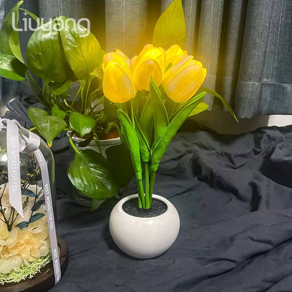 Lámpara LED de tulipanes y nubes para decoración del hogar, tulipanes  hechos a mano, flores, regalos del Día de San Valentín, sala de estar