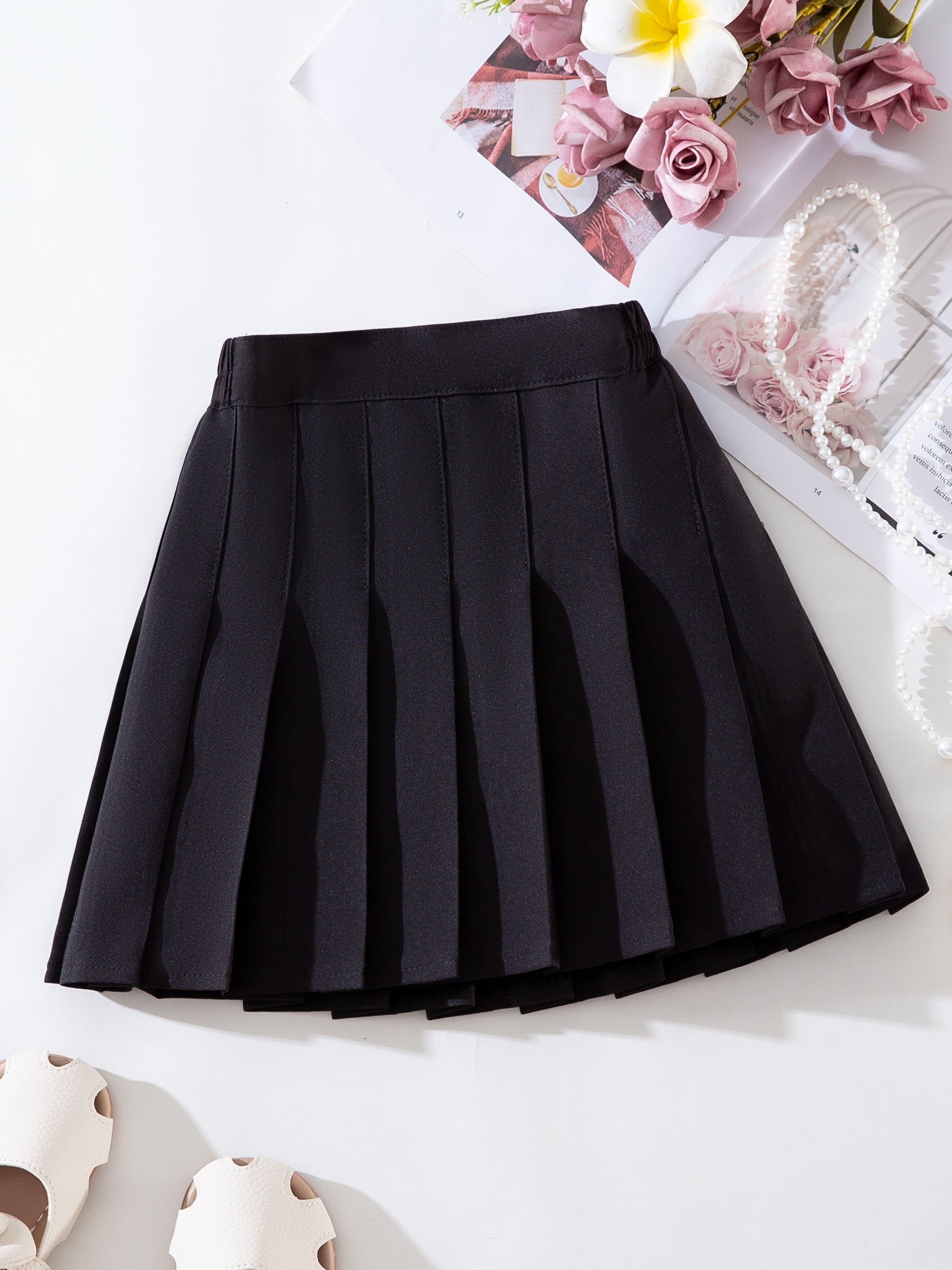 Knit Girls Pleated Skirt - Temu