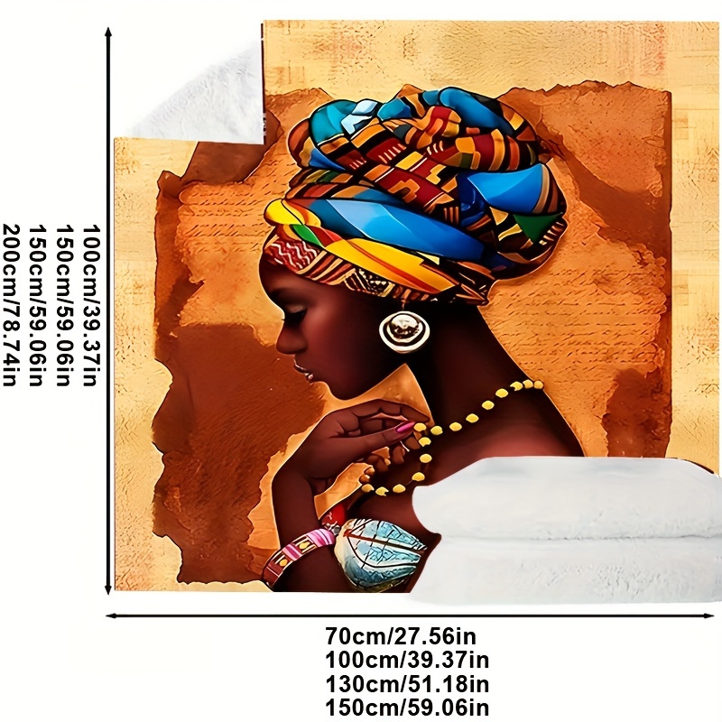 TEMU 1pc Flannel Blanket, African Woman Pattern, Soft Warm Throw Blanket Nap Blanket For Couch Sofa Office Bed Camping Travel, Gift Blanket For All Season