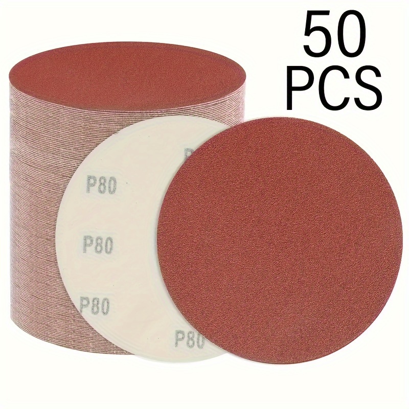 

Value Pack 50pcs 6 Inches Hook And Loop Sanding Discs In 80/80/120/240/320 Grits Sandpaper For Sanders Drill Grinder Rotary Tools Attachment Woodworking Wood Car