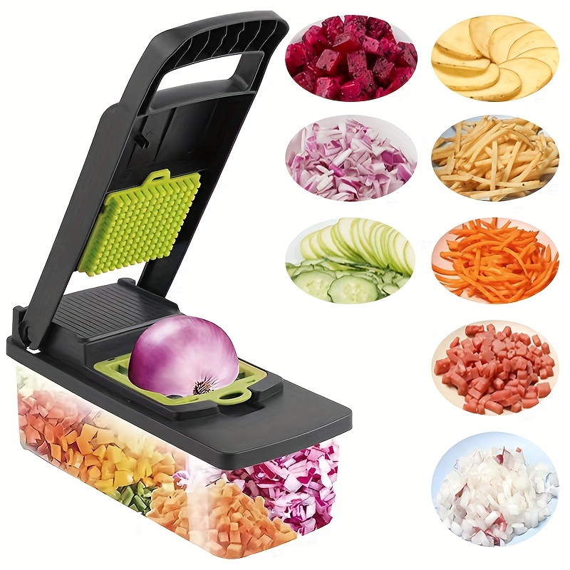 Vegetable Chopper, Multi-functional Vegetable Cutter, Handle Food Grater,  Fruit Slicer With Container, Onion Mincer, Chopper With Multiple  Interchangeable Blades, Household Potato Shredder, Kitchen Gadgets, Back To  School Supplies - Temu