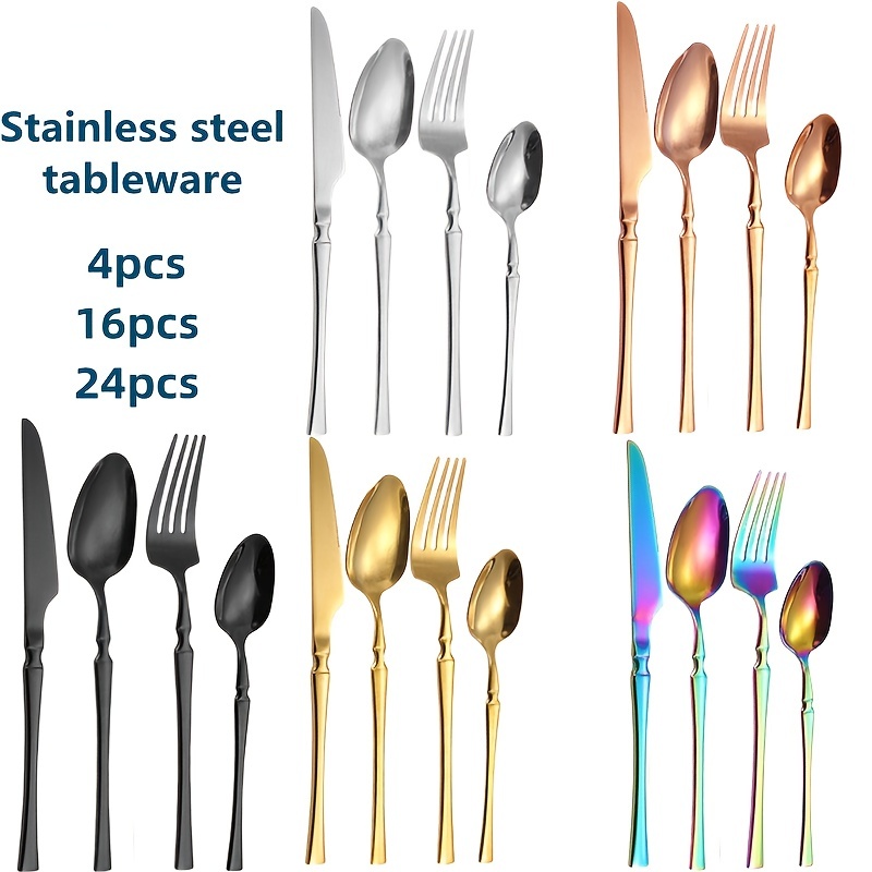 24pcs Silverware Set Black Tableware Set Western Flatware - Temu