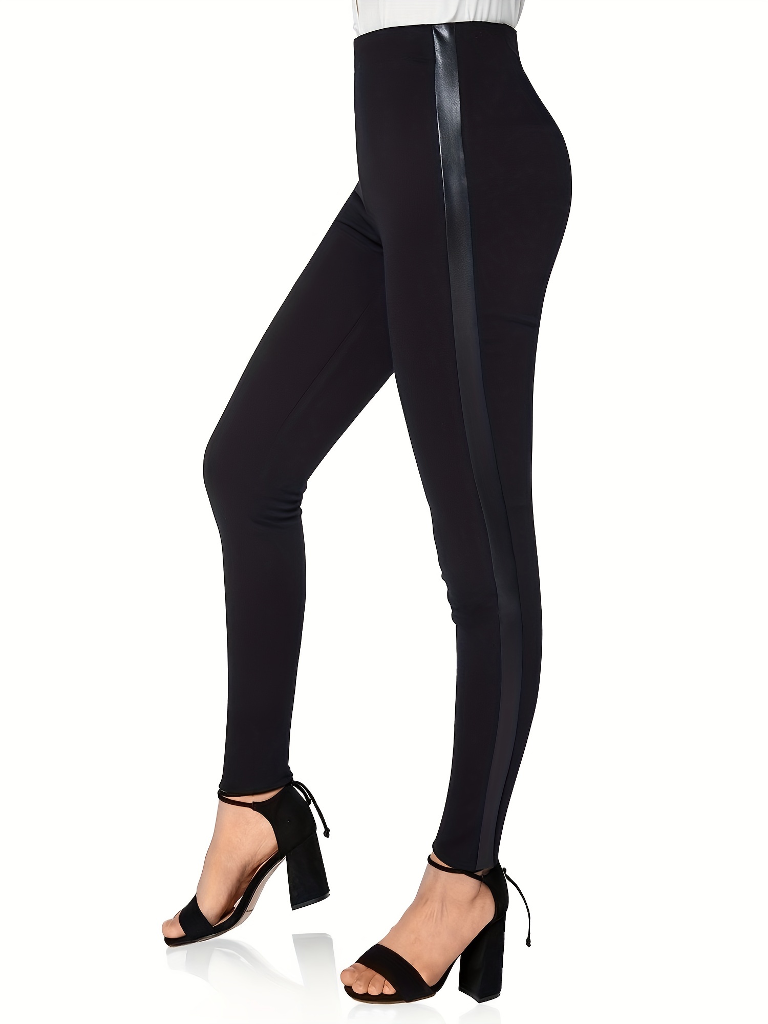 Women's Faux Leather Leggings Pants High Waisted Leather - Temu