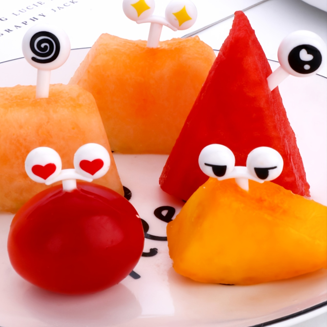 Christmas Food Picks, Cute Cartoon Letter Fruit Food Toothpicks