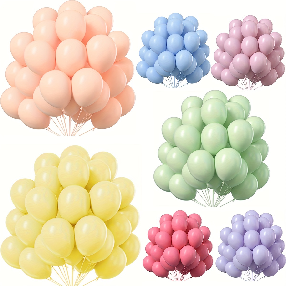 100 globos pastel surtidos de colores y tamaños – Decoraciones de fiesta de  cumpleaños arcoíris – Globos de macarrón en azul, morado, amarillo, verde
