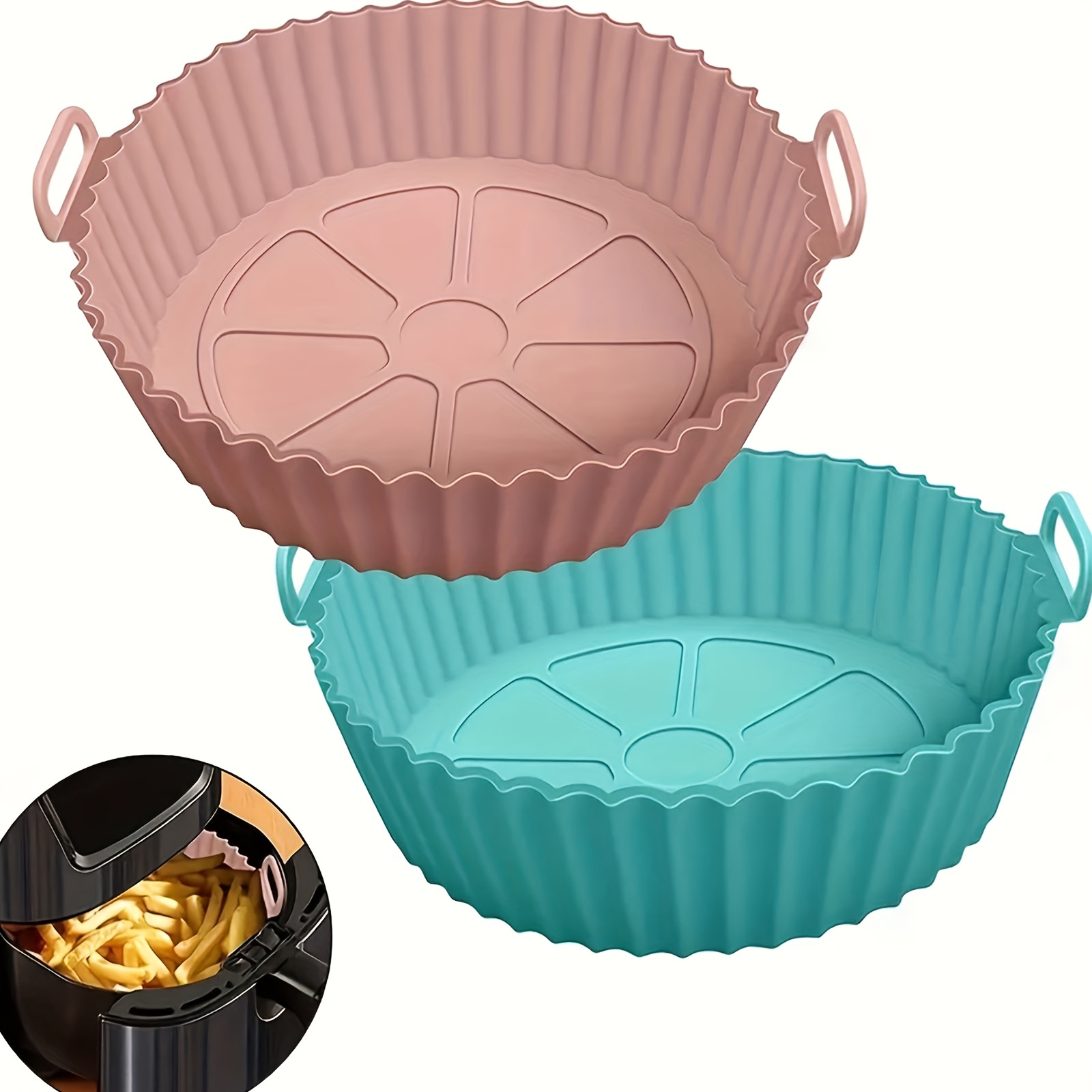 Air Fryer Silicone Baking Tray Pot Air Fryer Liners Round Non Stick Air  Fryer Basket Baking