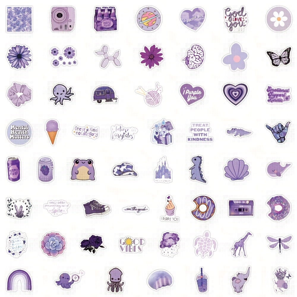 120pcs Kawaii Purple Stickers For Water Bottles, Cute Vsco Aesthetic Vinyl  Stickers Waterproof Sticker, Laptop Guitar Stickers For Teens Girls (Purple