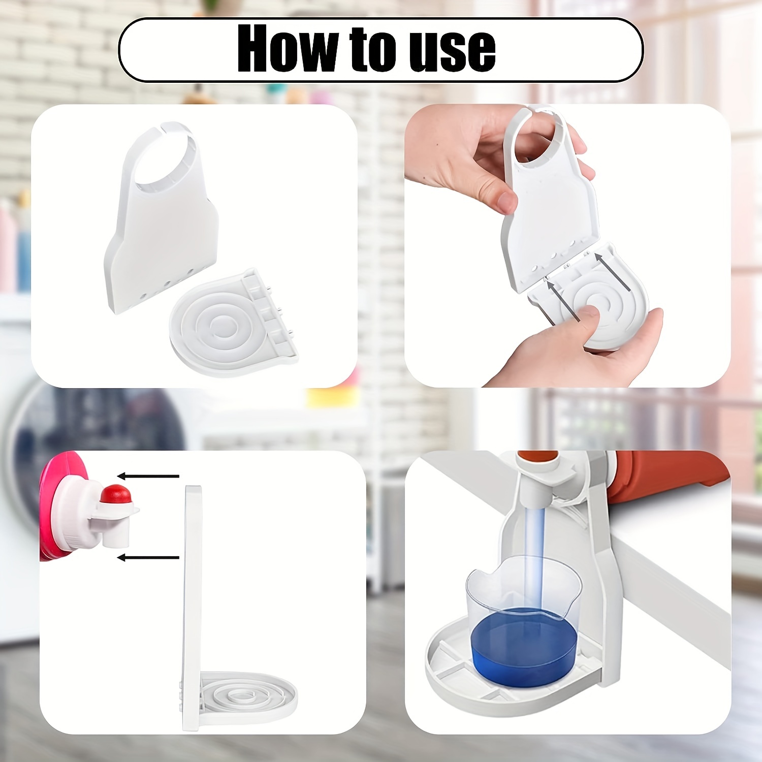 Laundry Detergent Cup Holder, Laundry Fabric Softener Soap Dispenser Drip  Catcher, Firmly Hold on Laundry Bottle Spouts, Keep Washer, Dryer and