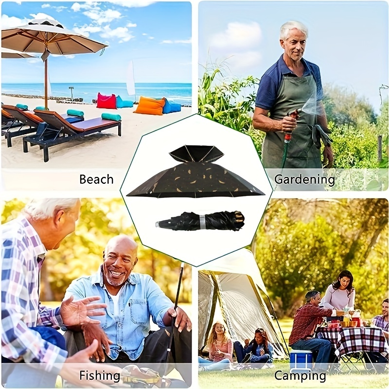 Hands Free UV Protection Head Umbrella Double Layer For Fishing Gardening  Beach