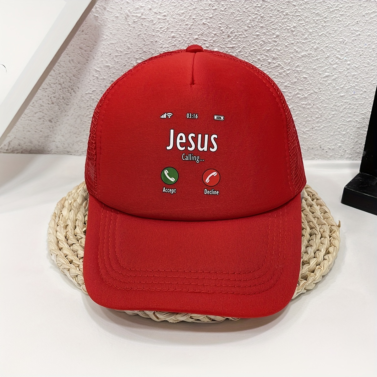 Calling Baseball Printed Christian Trucker Dad Hat - Temu