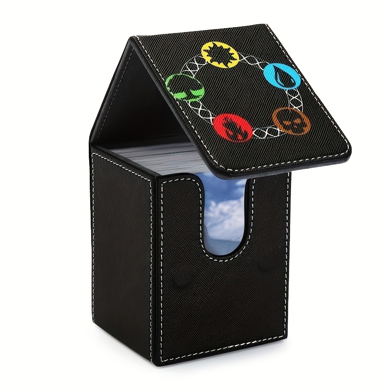 Caja de cartas apta para caja de cartas MTG con separadores de tarjetas  negras, paquete de 4 cajas horizontales de cuero para TCG Magic Commander