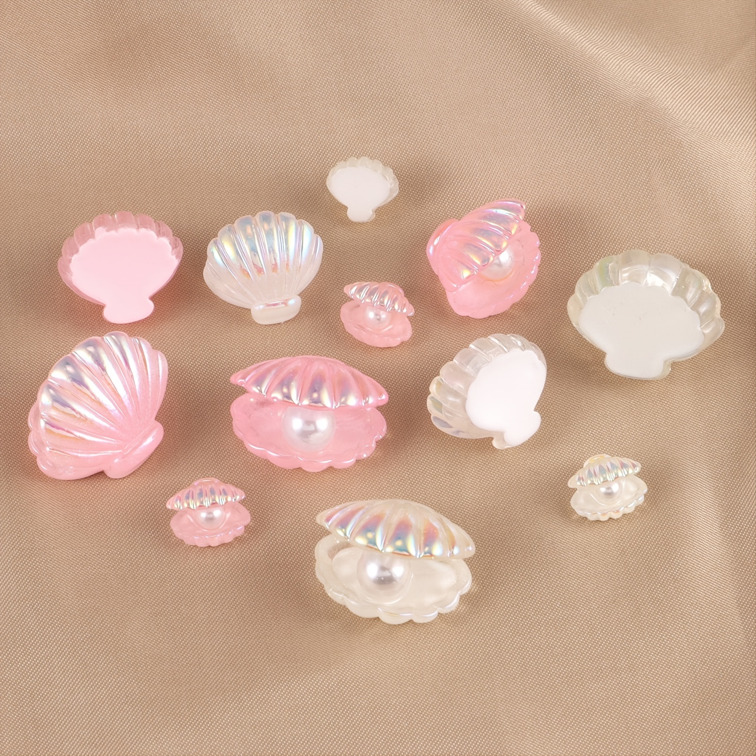 6pcs Colorful Mixed Pack Plastic Simulated Pearl Shells