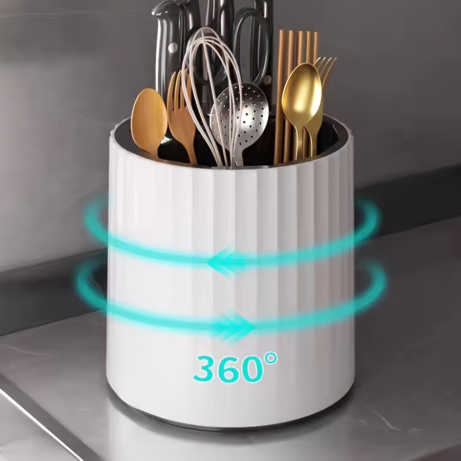 Rotating Knife Holder, Rotatable Utensil Holder For Kitchen Counter,  Countertop Organizer Storage Rack With Drainer For Forks, Spoons, Scissors, Kitchen  Accessories - Temu Hungary