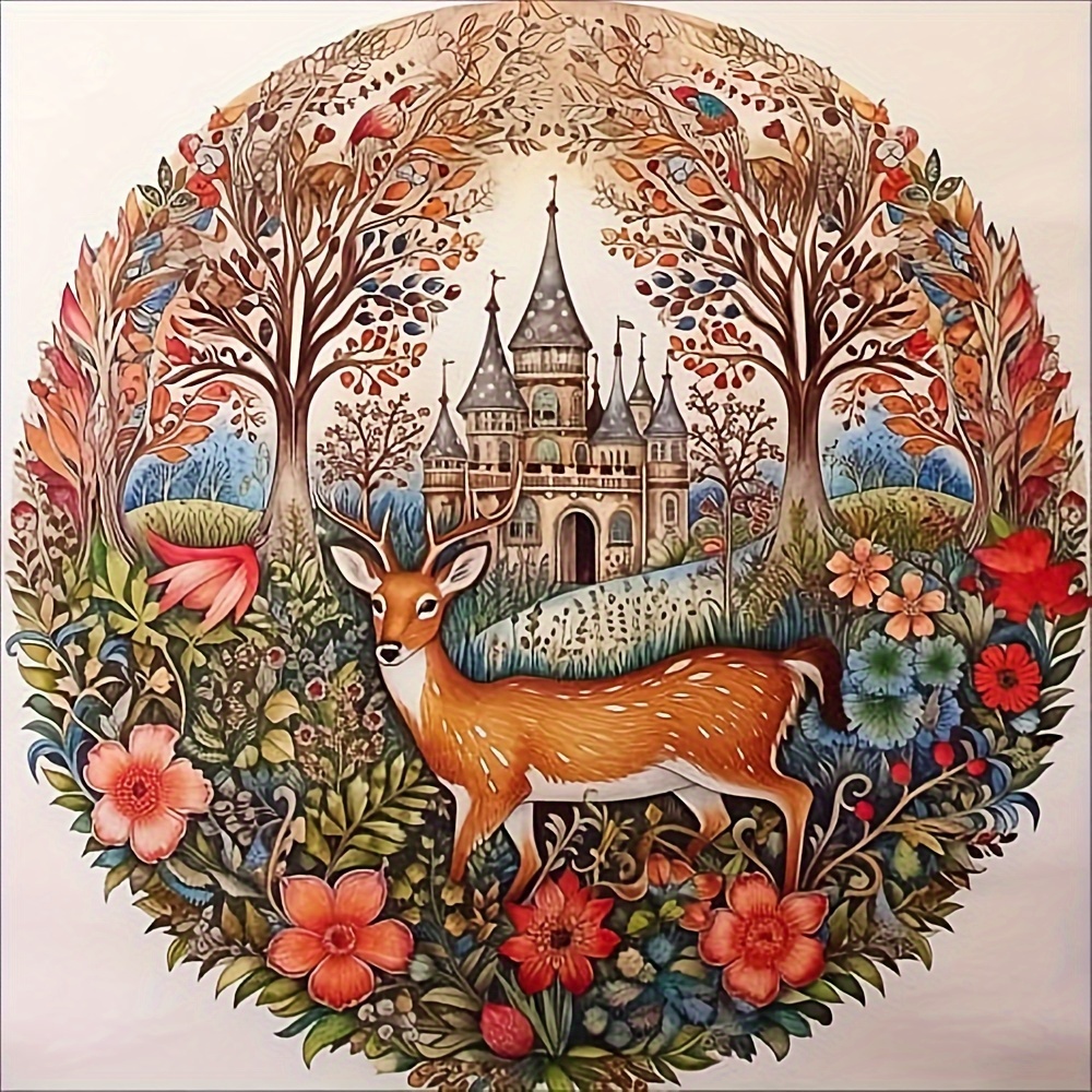 

1pc Large Size 40x40cm/15.7x15.7inch Without Frame Diy 5d Diamond Painting Sweet Sika Deer, Full Rhinestone Painting, Diamond Art Embroidery Kits, Handmade Home Room Office Wall Decor