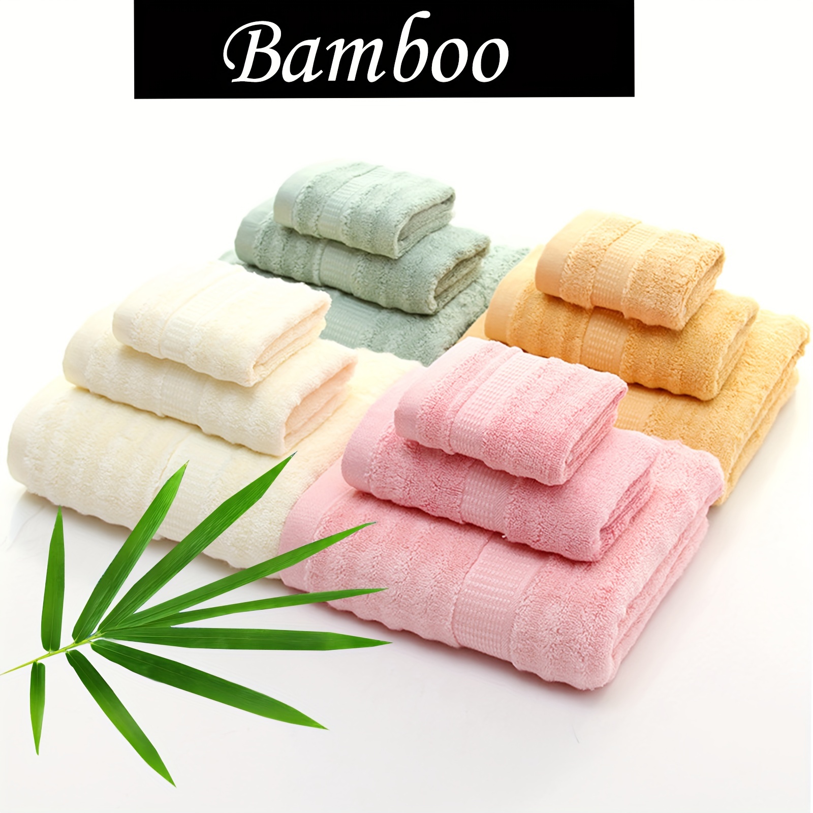 4pcs Juego Toallas Baño Fibra Bambú Premium Adecuado Pieles - Temu