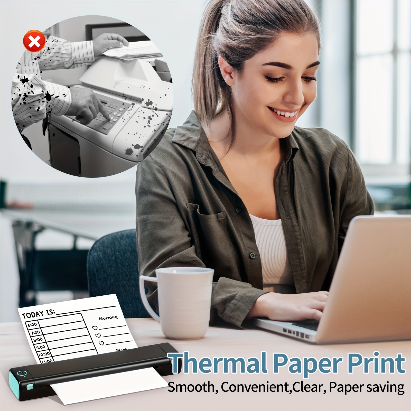 Phomemo Thermal Printer Paper, Thermal Paper 8.5 x 11 inch, US Letter Size Paper, Multipurpose Office White Compatible with M08F, MT800, Mt800q and