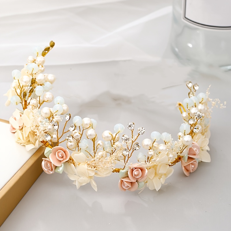 Delicate Flower Hair Vine Statement Hair Crown Luxury Diamond Tiara  Rhinestone Headband Pearl Hair Comb