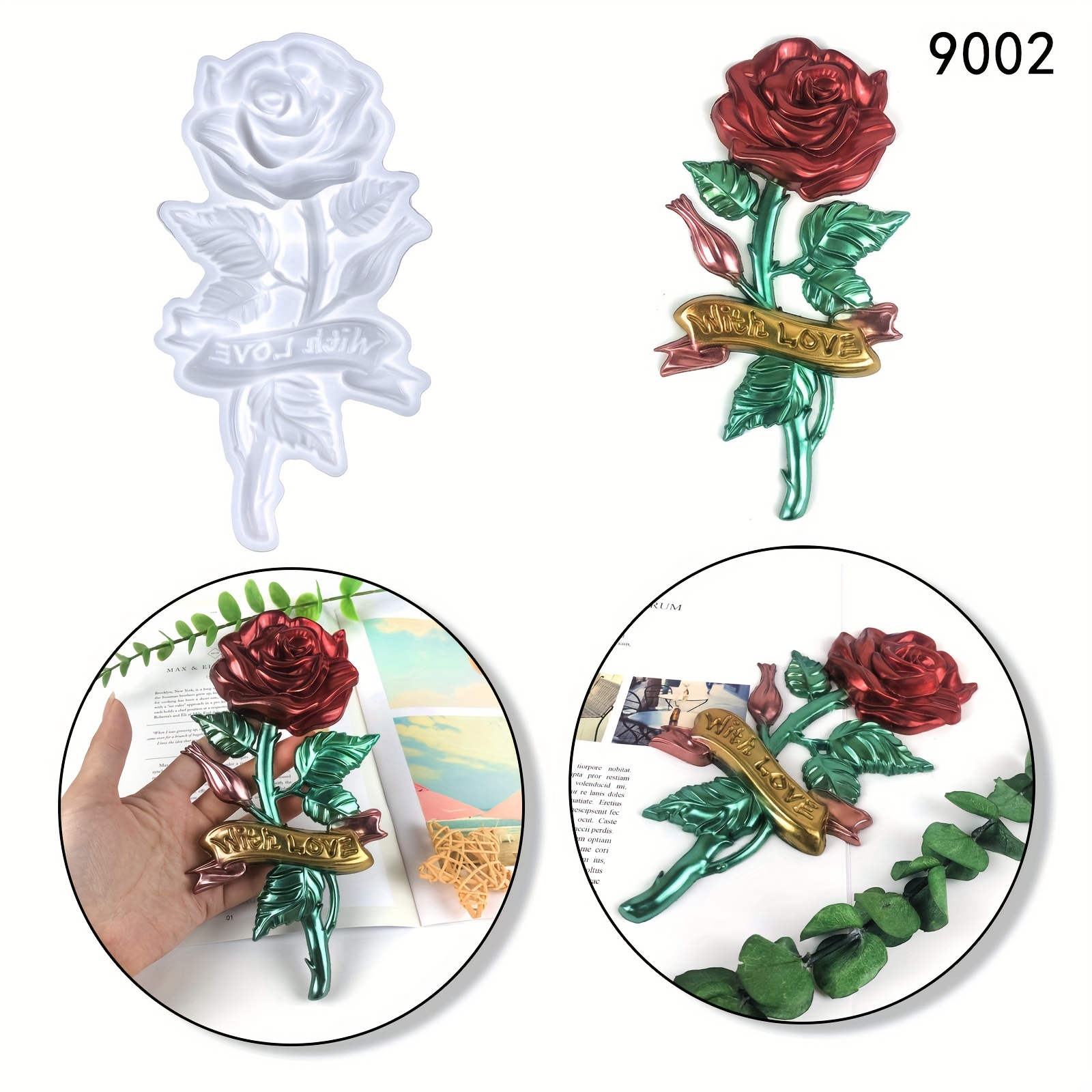 1pc Rose Resin Molds Resin Epoxy Rose Flower Silicone Molds The Rose Shapes  Silicone Moulds For DIY Home Wall Hanging Decor