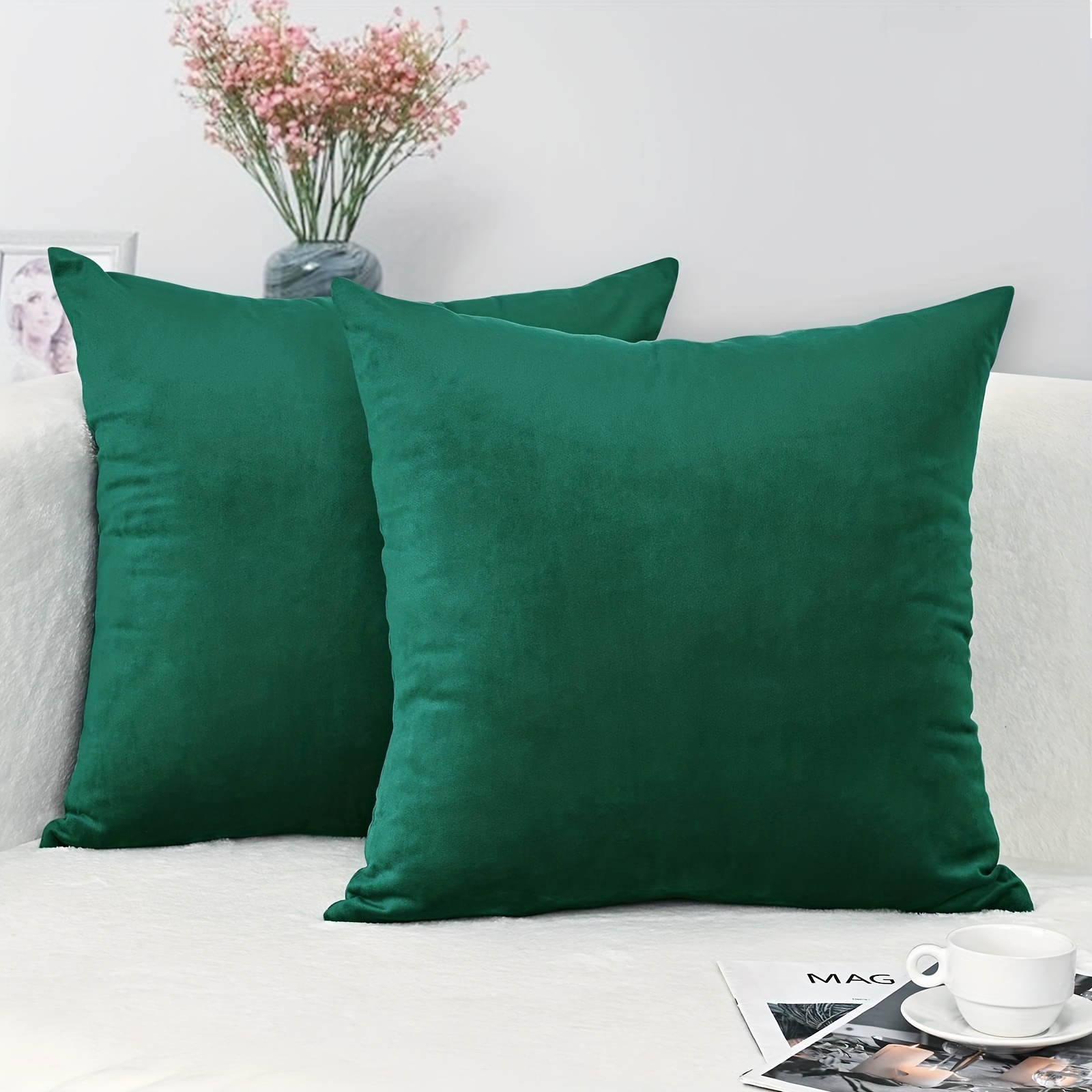2pcs Velvet Solid Throw Pillowcase Soft Throw Pillow Cover 45x72cm