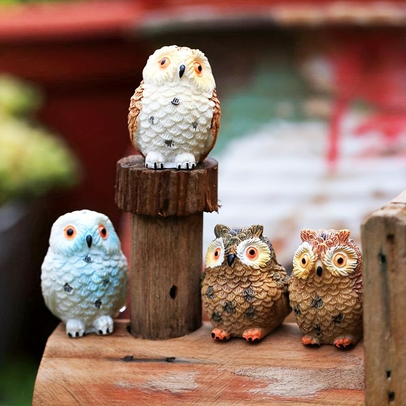 1pc Resin Mini Owls Miniature Figurines Fairy Garden Accessories Fairy Garden Animals For Fairy Garden Micro Landscape Plant Pots Bonsai Craft Decor details 2
