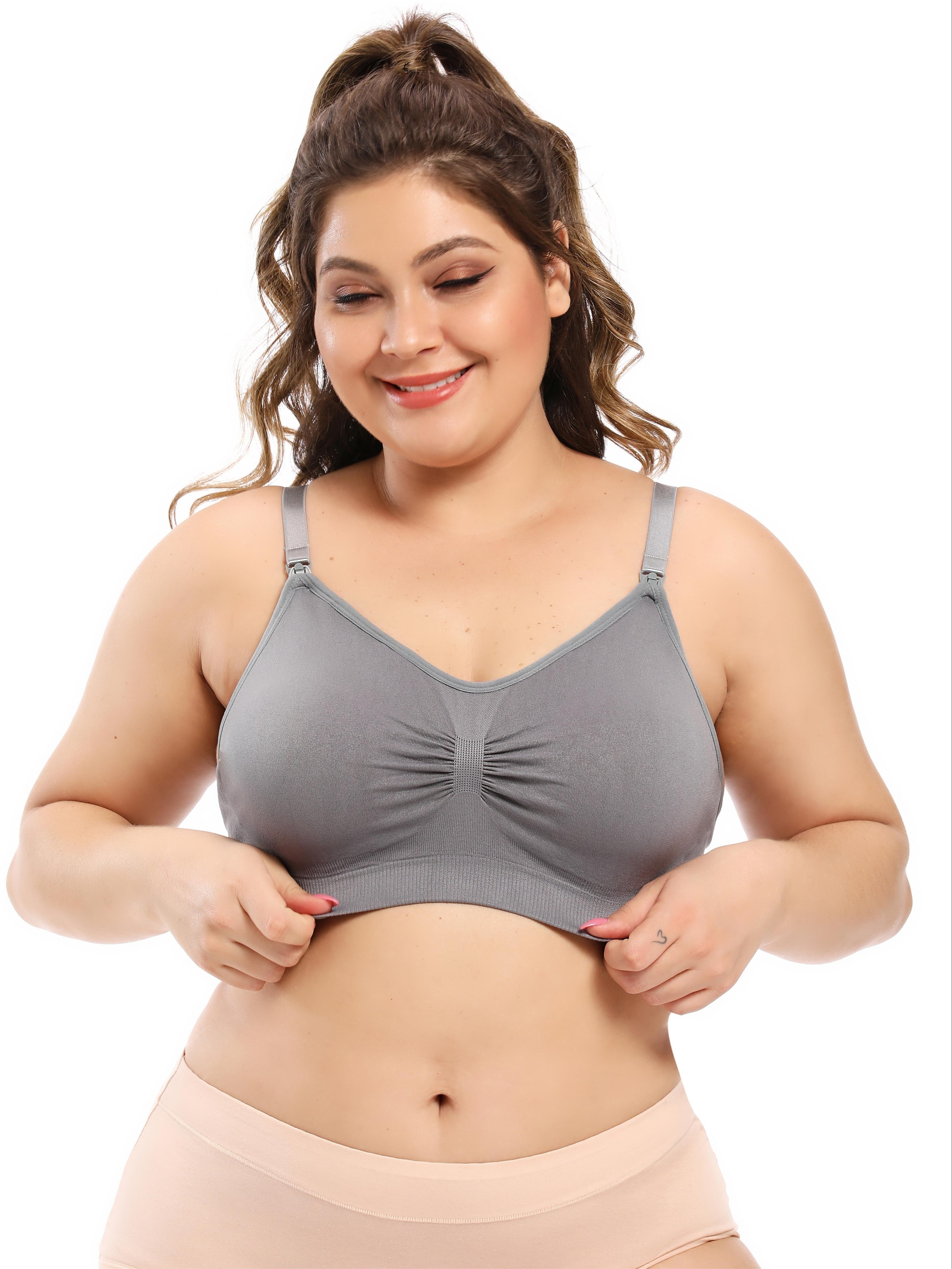 Plus Size Elegant Bra Women's Plus Solid Ruched Anti sagging - Temu