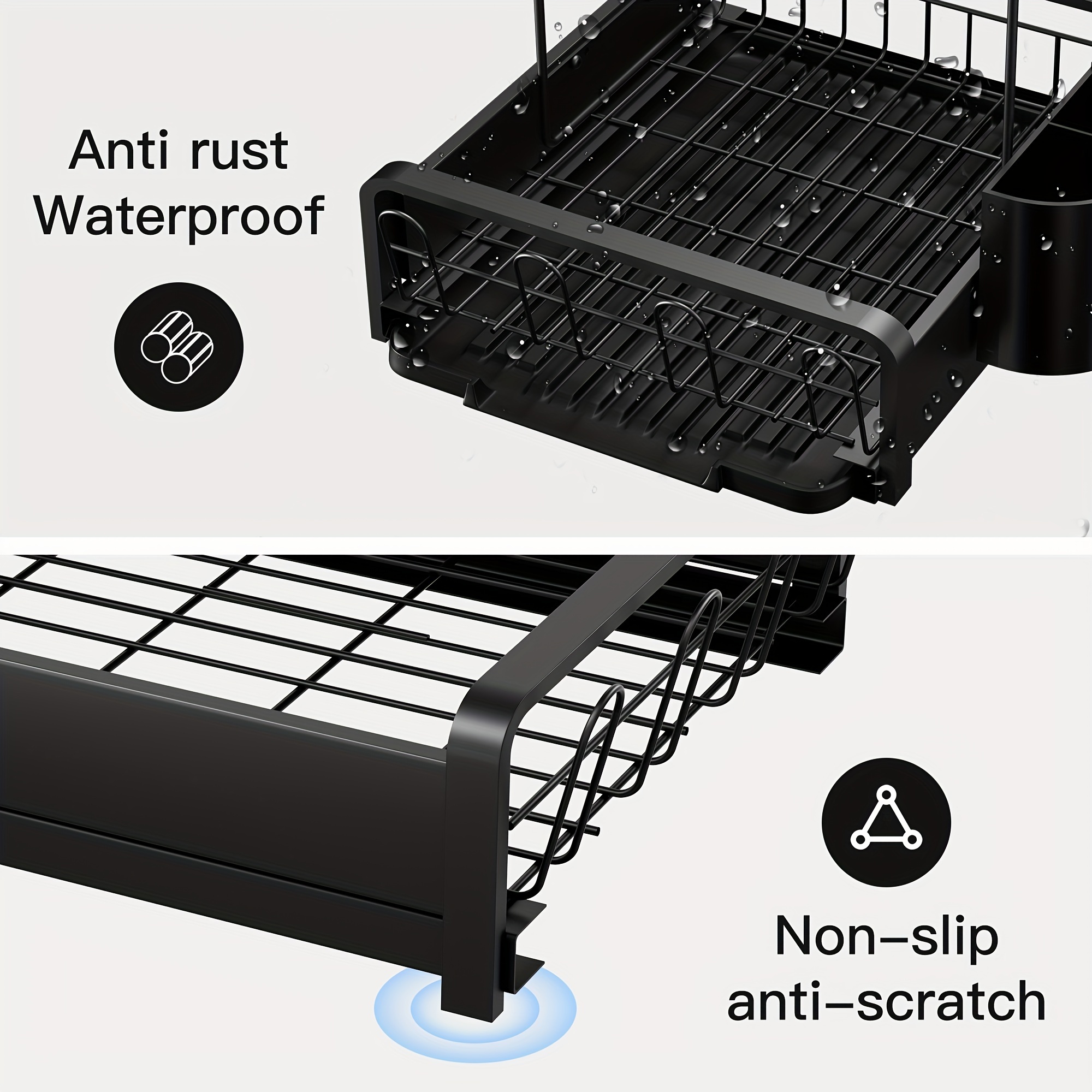 1pc Dish Drying Rack With Drainboard,2 Tier Rustproof Sturdy Over The Sink  Dish Rack, Aesthetic Room Decor, Home Decor, Kitchen Accessories, Bathroom