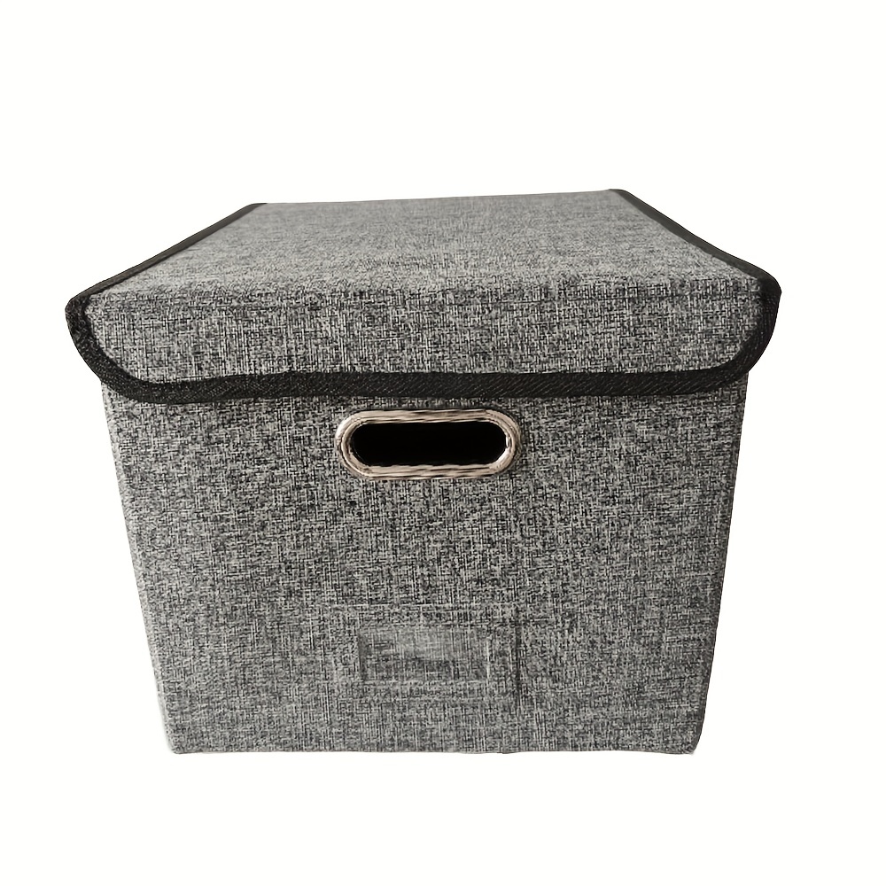 Linen File Box with Lid, Collapsible File Organizer