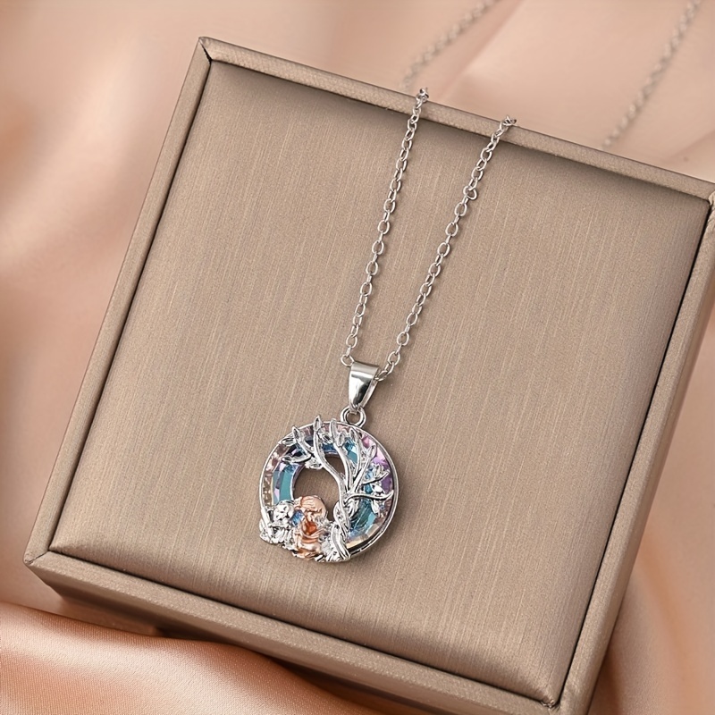 Cat Branch Crystal Pendant Necklace For Men