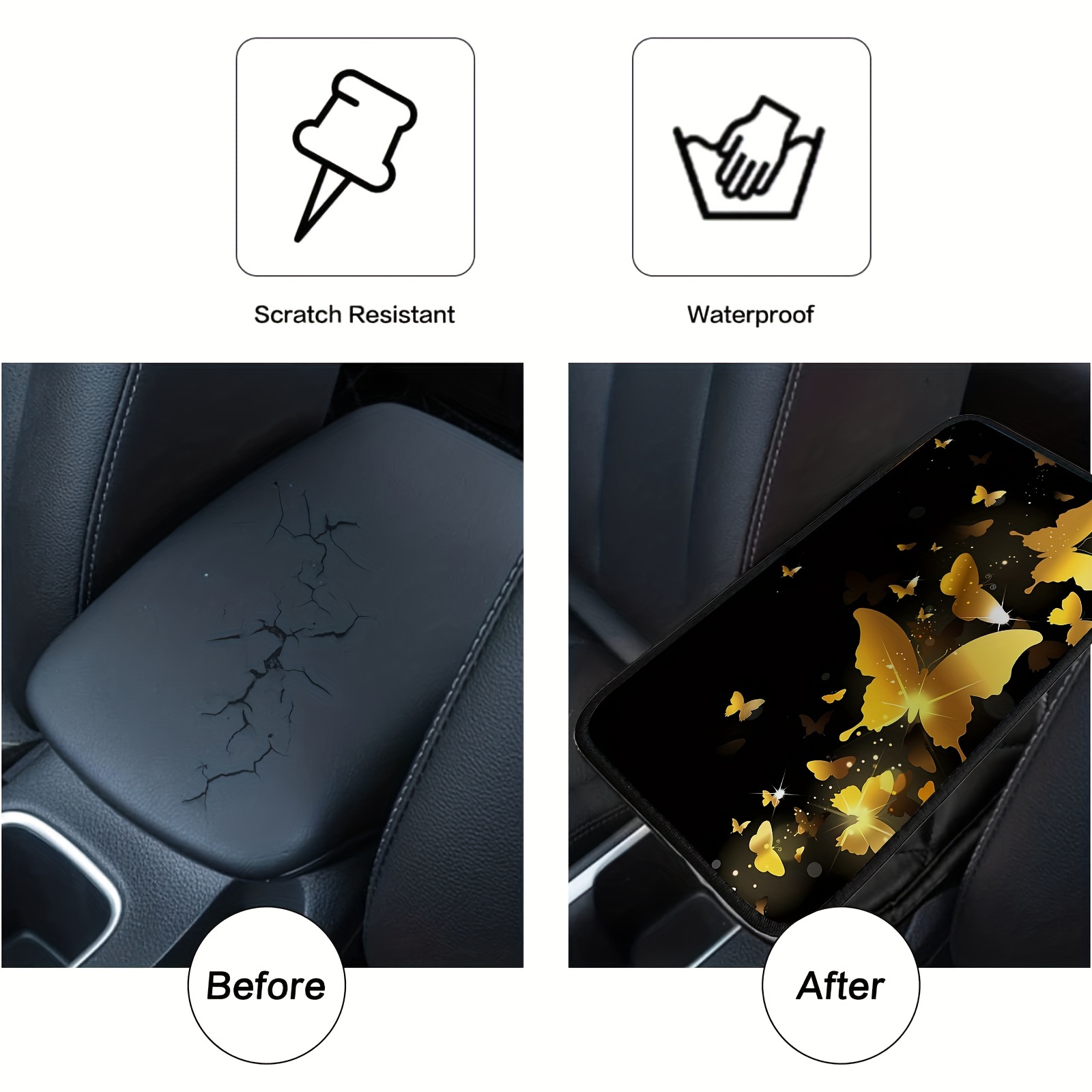 3pcs Butterfly Car Cup Mat Car Accessory Set Car Interior Kit Car