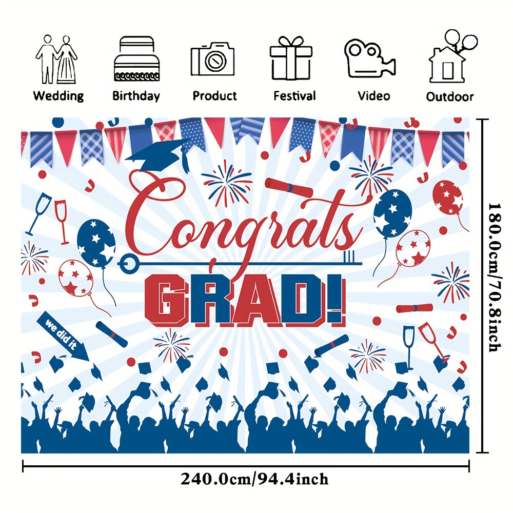Graduation Party Decorations 2024 Blue and White Congrats Grad Banner  Graduation Decorations Class of 2024 Graduation Party Decorations 2024 Blue  and