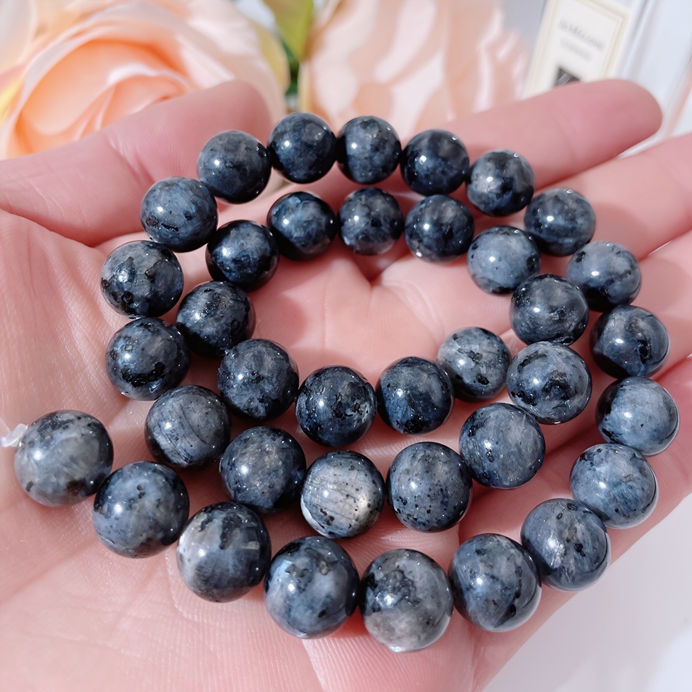 Natural Black Stone Beads Round Loose Beads For Jewelry Making DIY  Bracelets Accessories 4-12MM