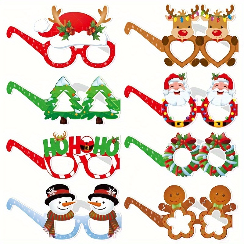 Moyic Marco de gafas de árbol de Navidad de Papá Noel, 12 unidades, gafas  de Feliz Navidad, regalo para niños, gafas de muñeco de nieve de Papá Kits  de decoración para fiestas