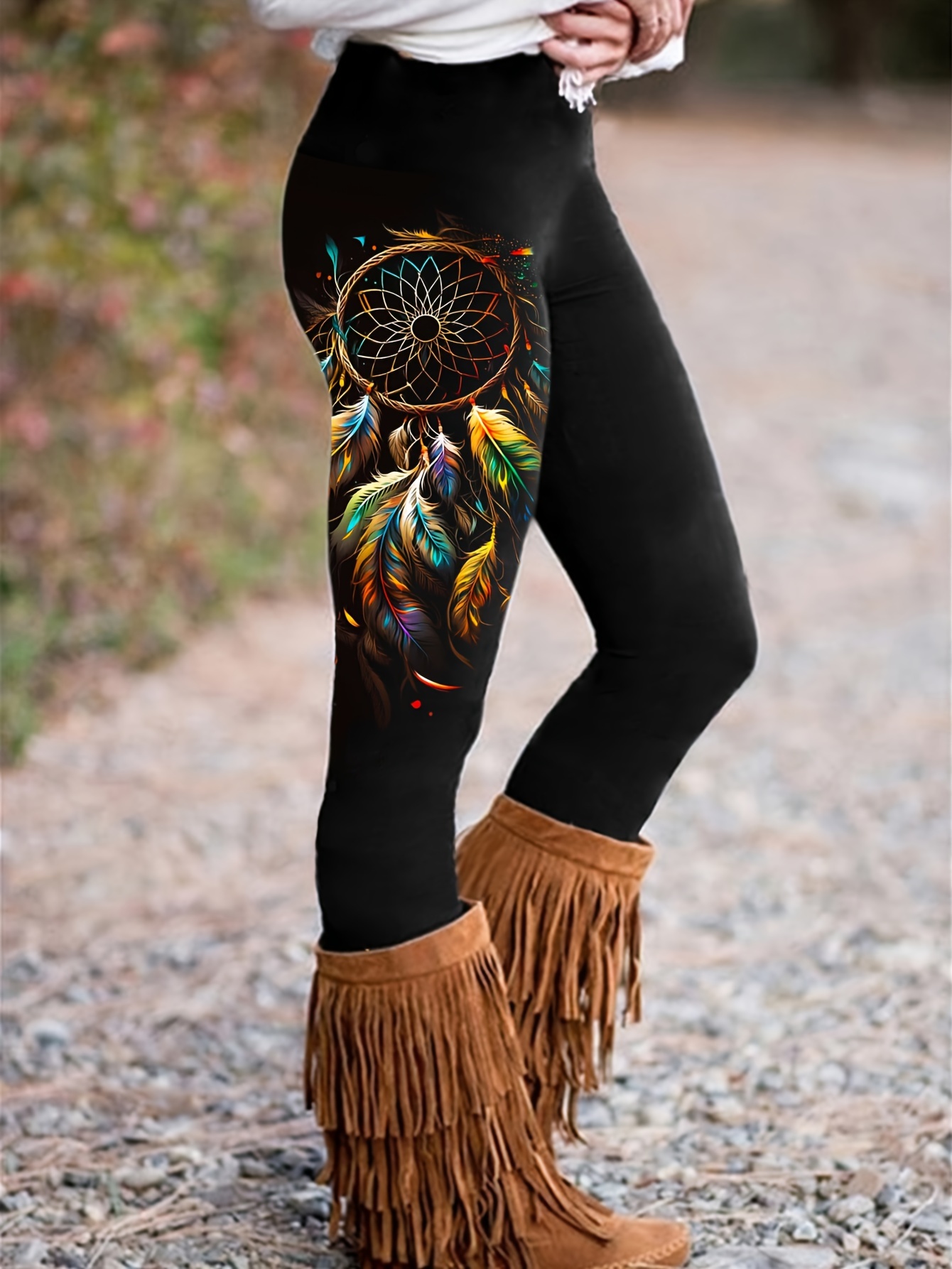 Mandala Print Skinny Capris Leggings Casual Crop Leggings - Temu