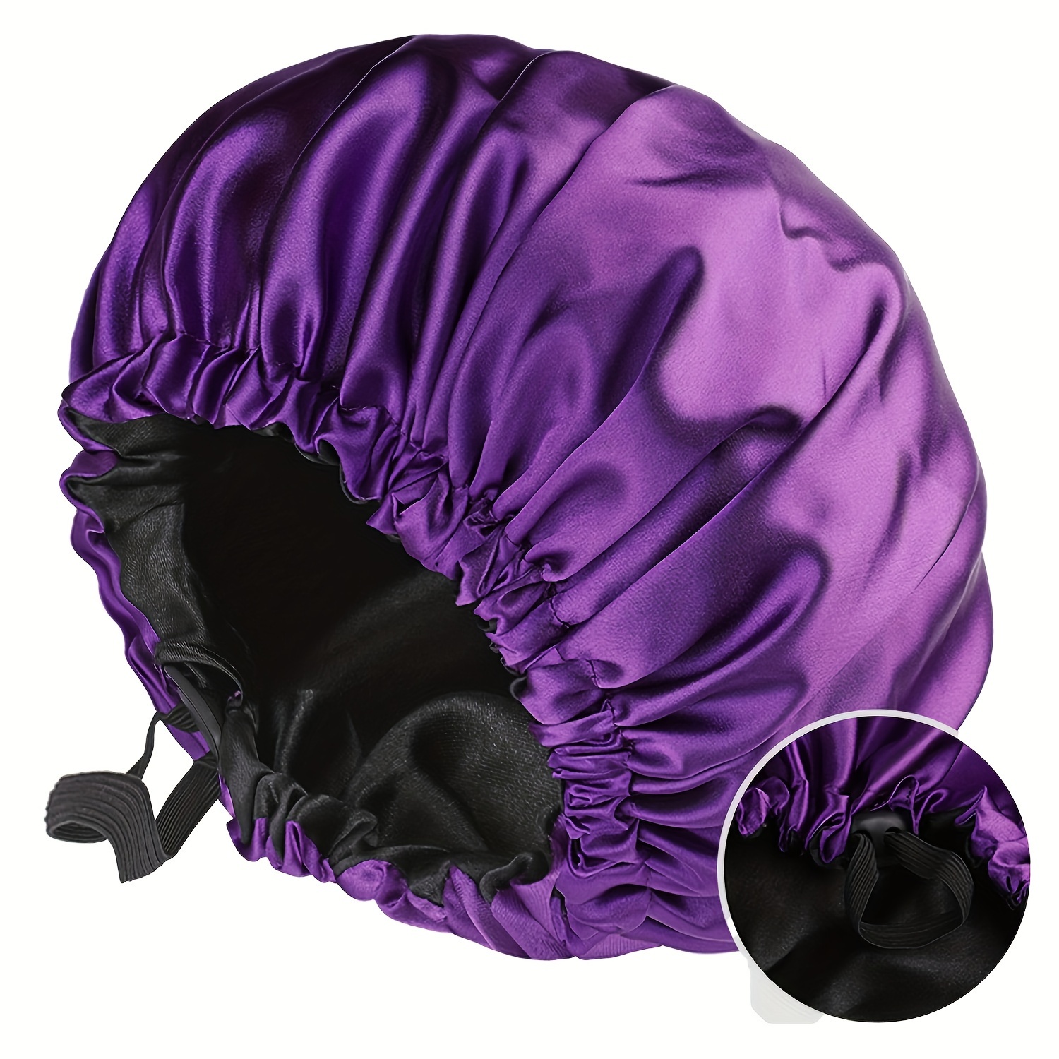 Gorros de dormir forrados de seda para mujer, gorro de satén grande para  cabello rizado para dormir, gorro de satén de doble capa para dormir