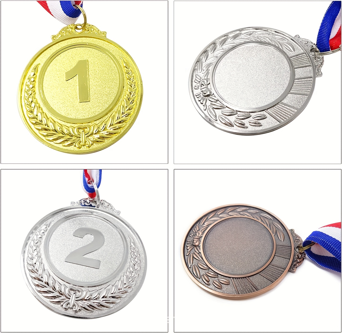 12 pièces or argent bronze métal de style olympique médailles du gagnant or  argent bronze prix pour le jeu et la fête (12 pièces)