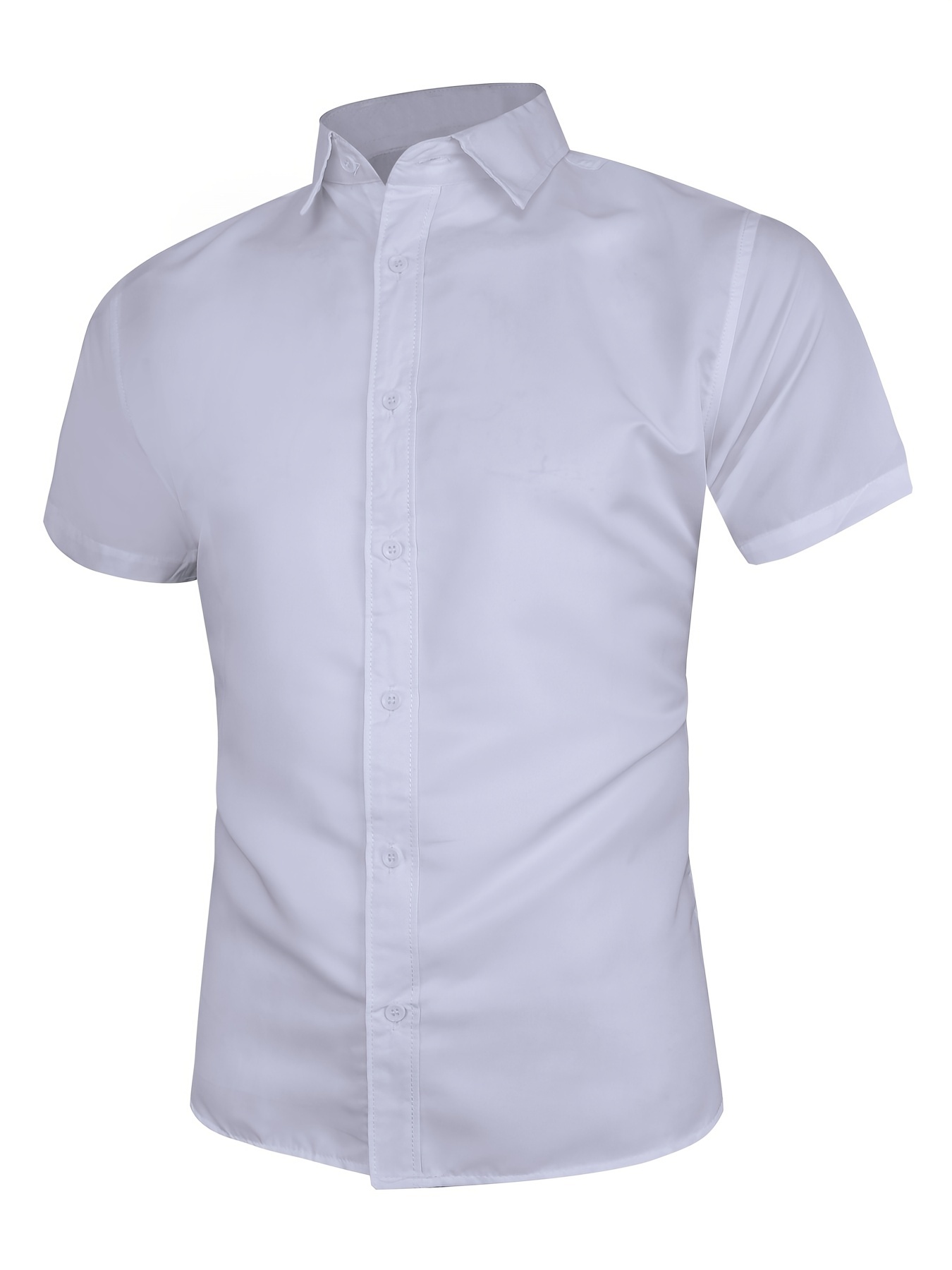 Camisa branca formal de negócios para homens manga curta e - Temu Portugal