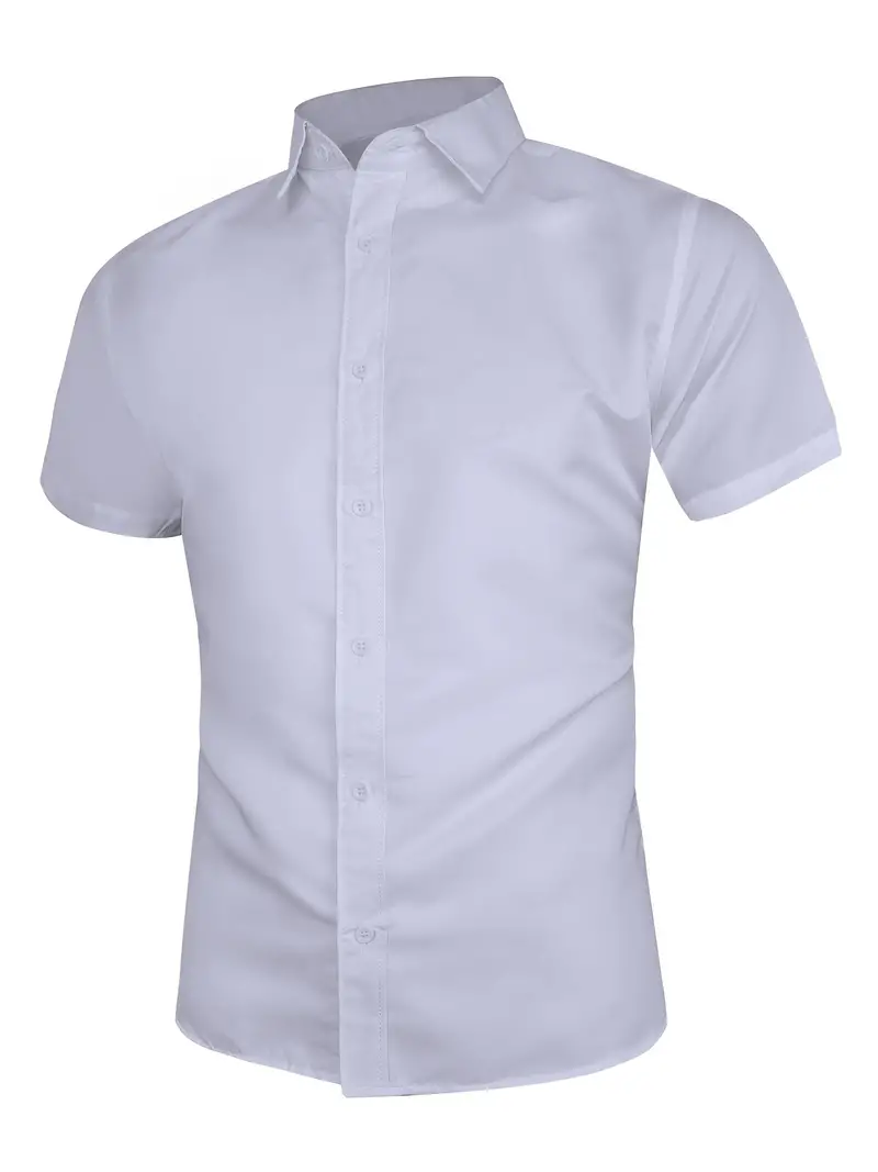 Camisa branca formal de negócios para homens manga curta e - Temu