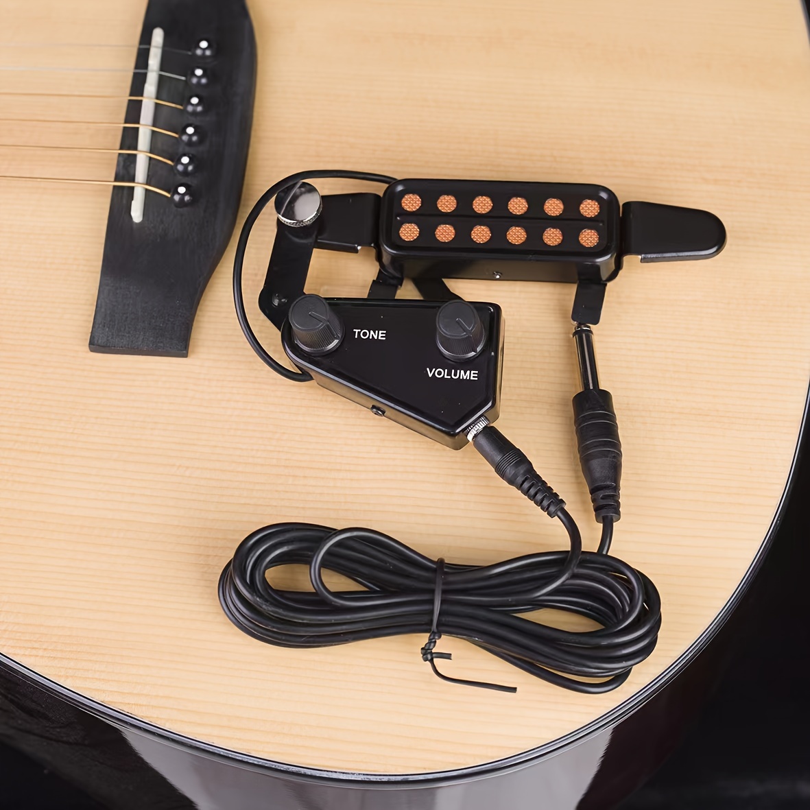 Micros classiques Transducteur réglable en volume électrique Micro pour guitare  acoustique avec accessoires (1pc, noir) Z