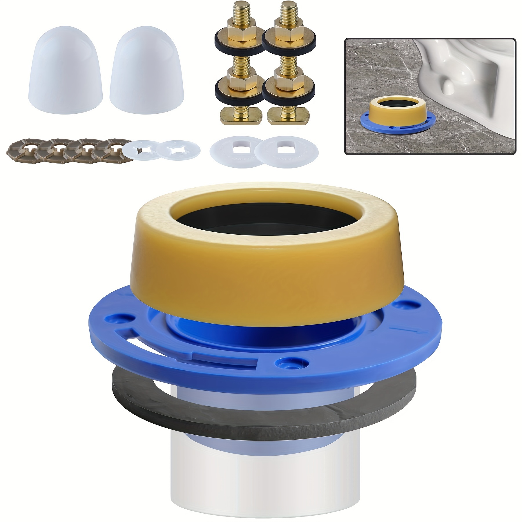 Extra Thick Toilet Wax Ring Kit Fits Floor Outlet Toilets 3 to 4 Waste  Lines